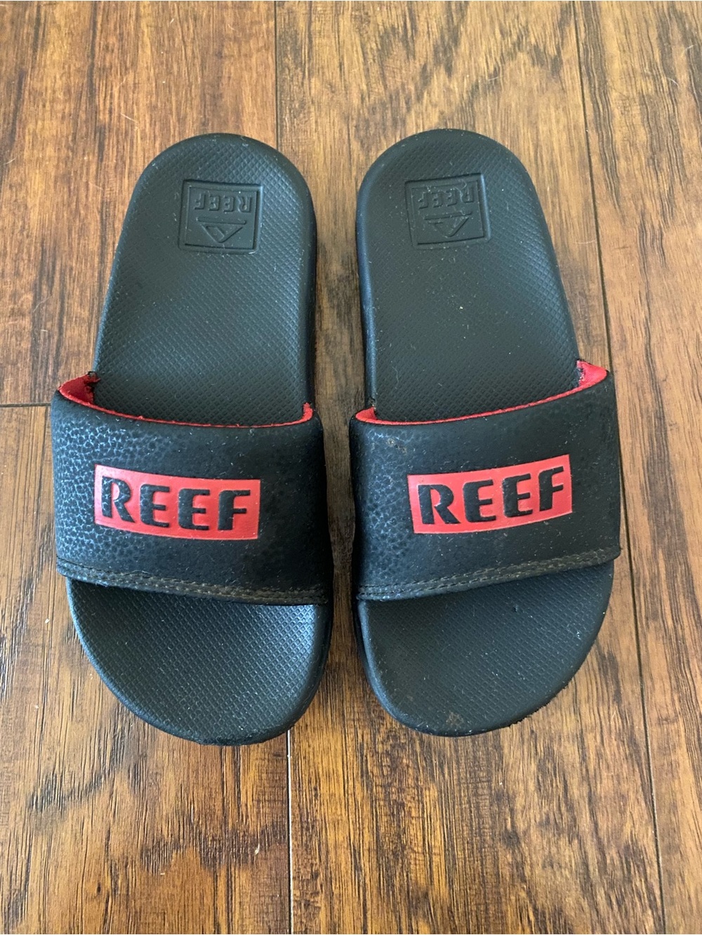 Reef Black and Red Slide Sandals